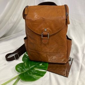Genuine Leather Convertible Backpack/Crossbody Bag